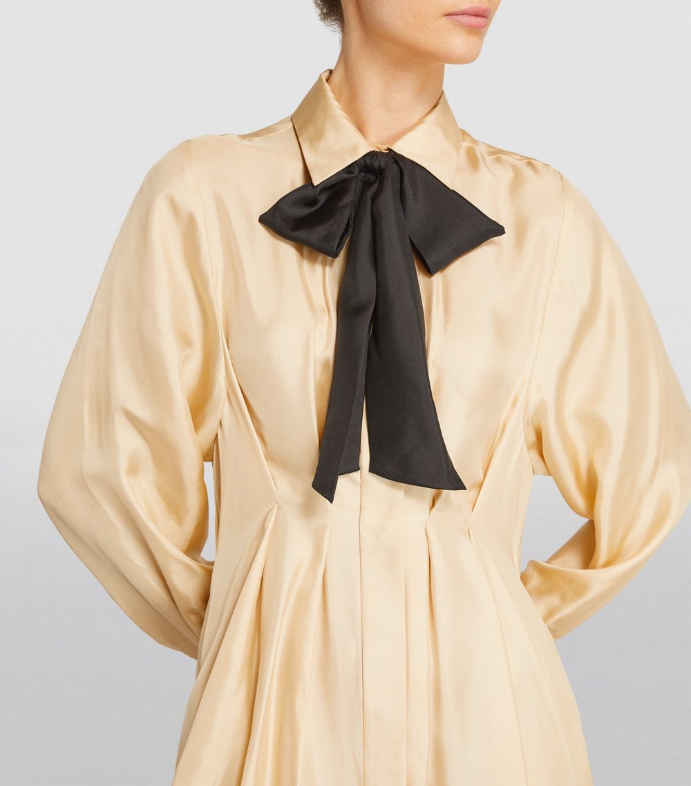 Silk Draped Shirt Dress