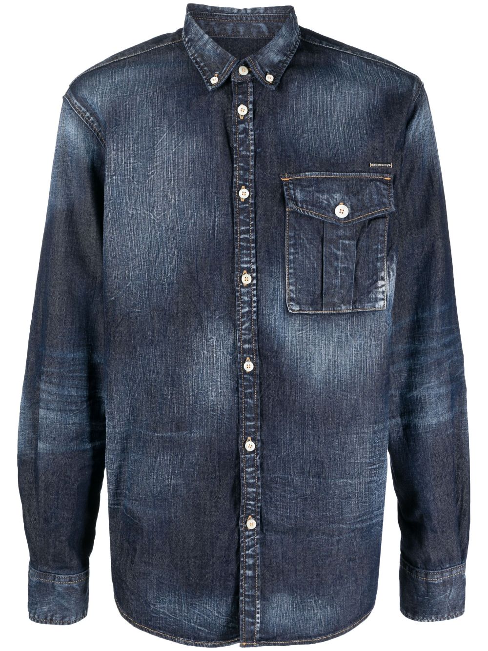 Logo-plaque denim shirt - Blue