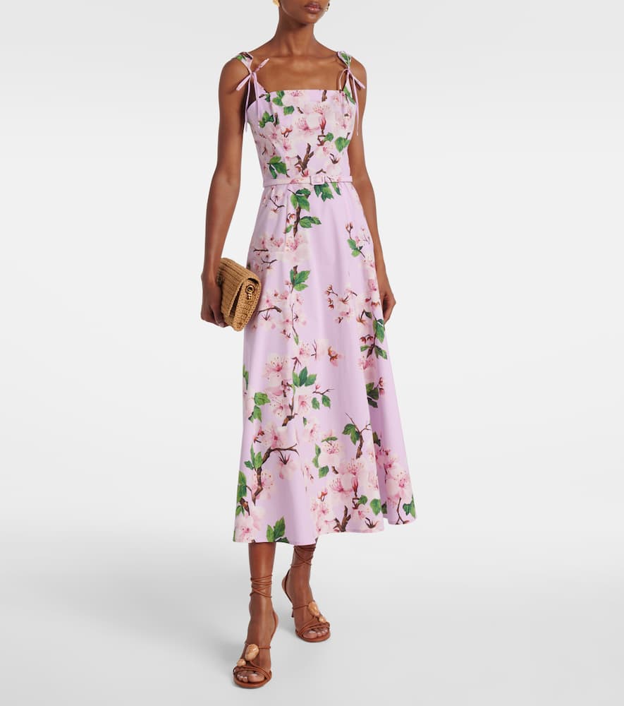 Floral cotton-blend midi dress