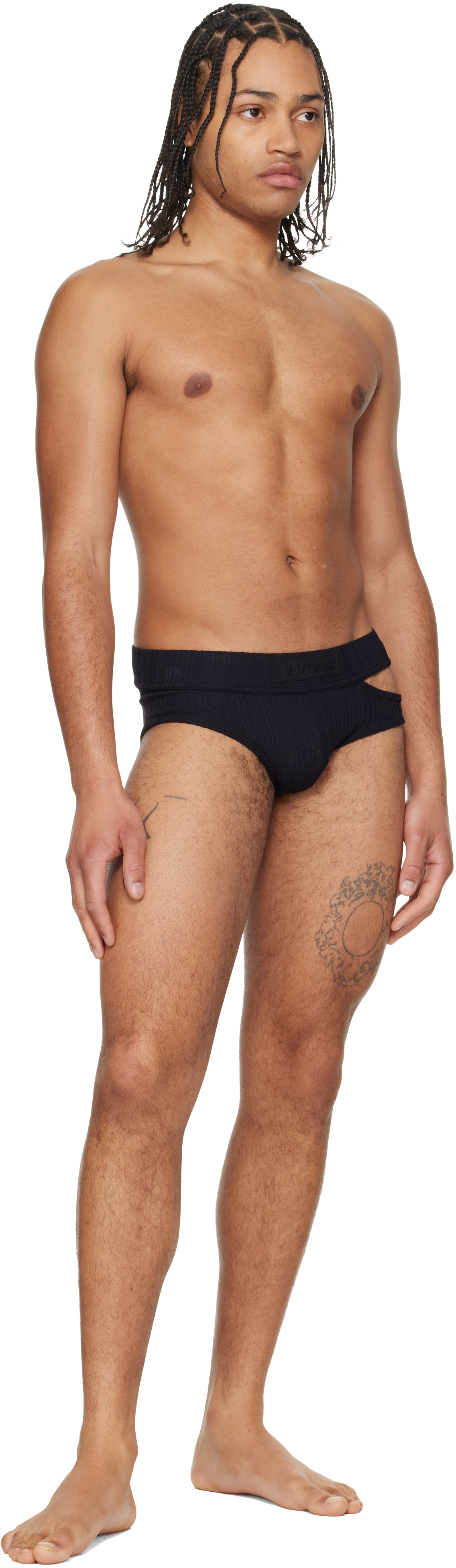 Black Asymmetrical Opening Briefs