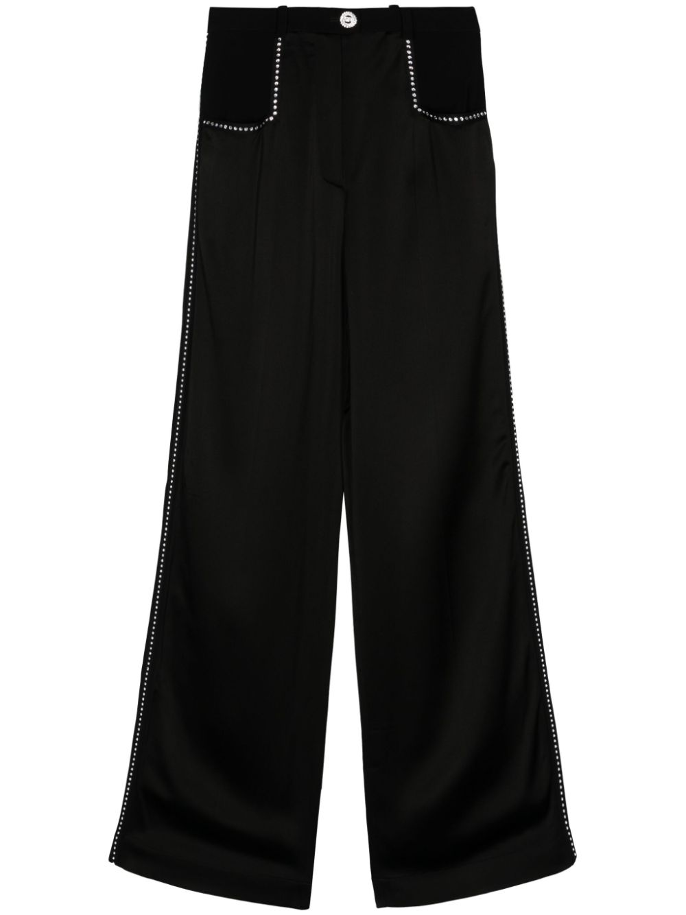 Crystal-embellished wide-leg trousers - Black