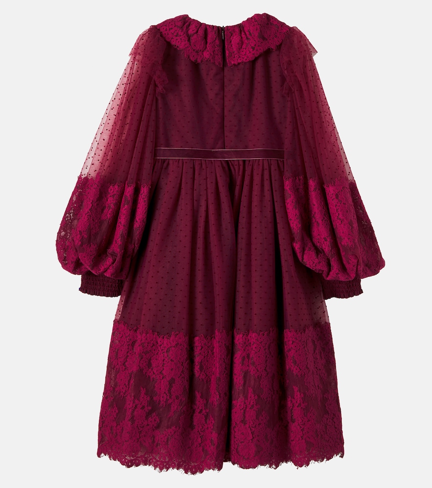 Lace-trimmed point d'esprit dress