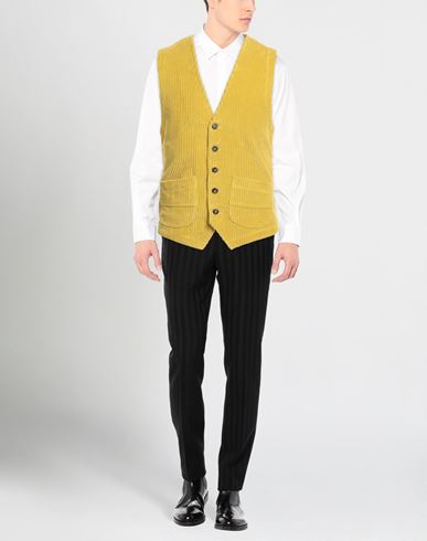 Man Tailored Vest Yellow Size 38 Cotton, Elastane