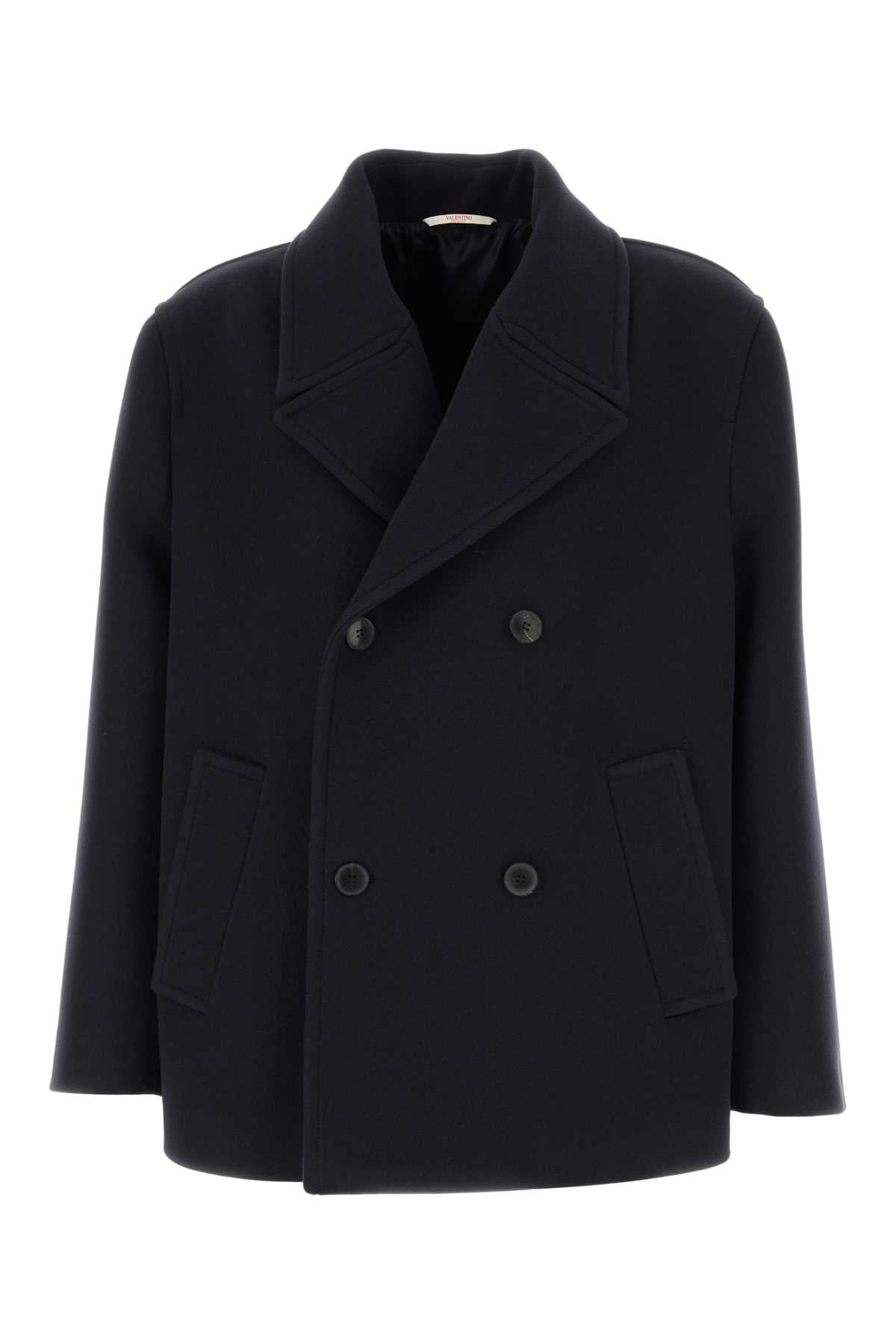 Virgin Wool Double-Breasted Coat — Navy