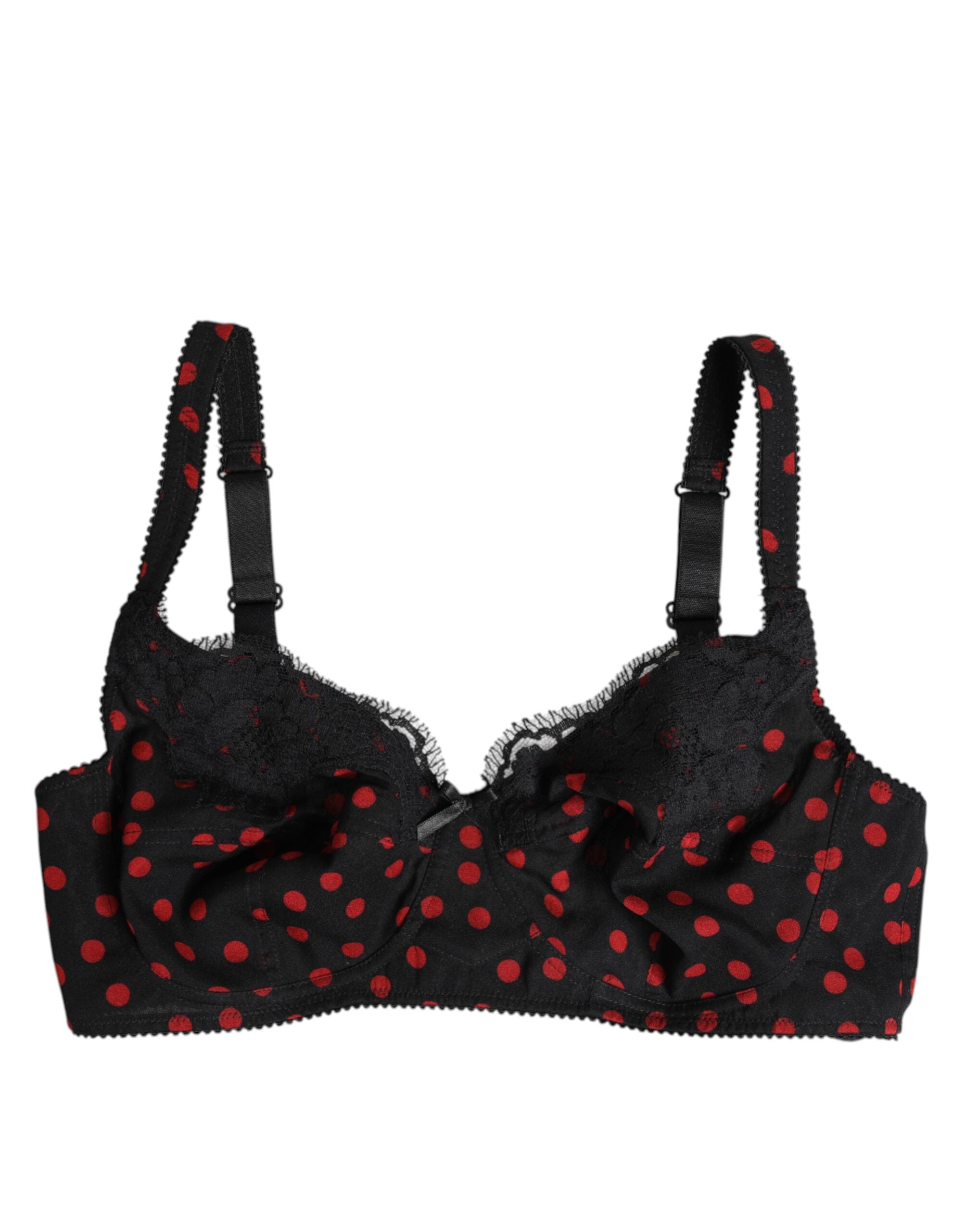 Polka-Dot Silk Balconette Bra — Black