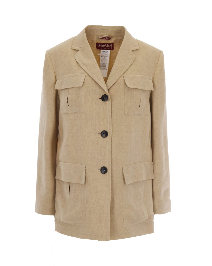 Beige Notched Lapel Blazer