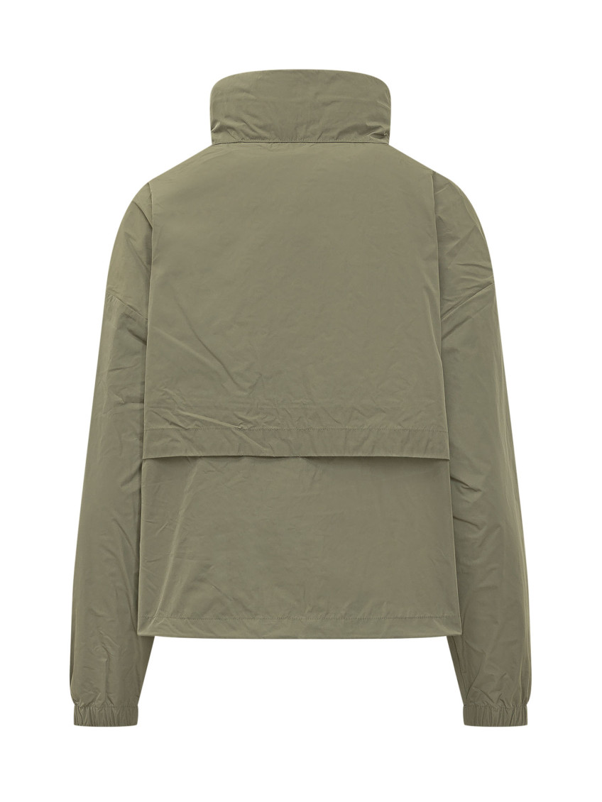 Green Solid Mandarin Collar Jacket