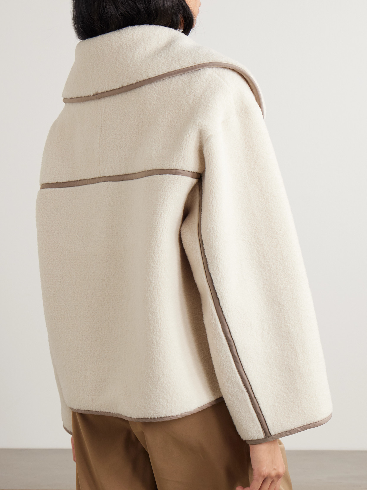 Romane Jersey-trimmed Fleece Jacket - Cream