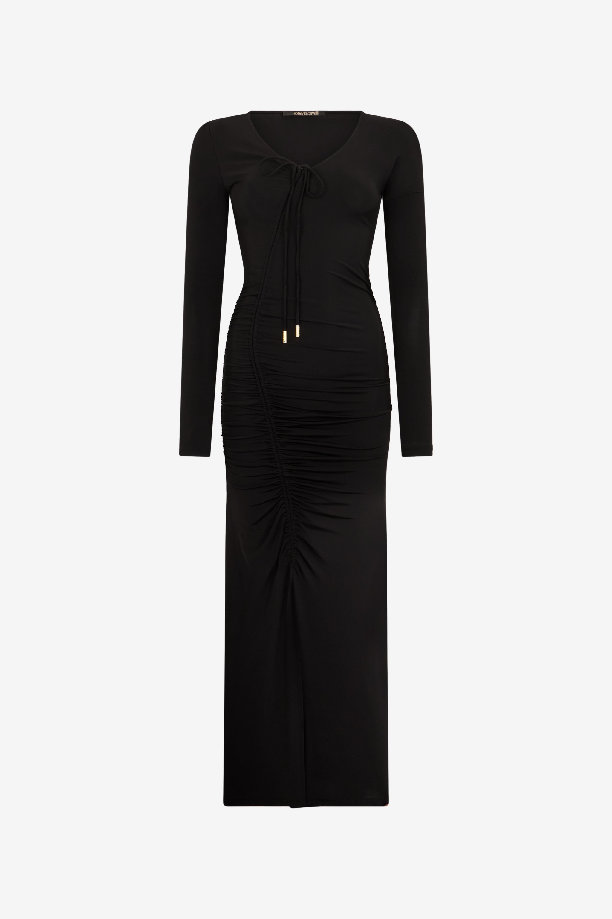 Black Ruched Midi Dress