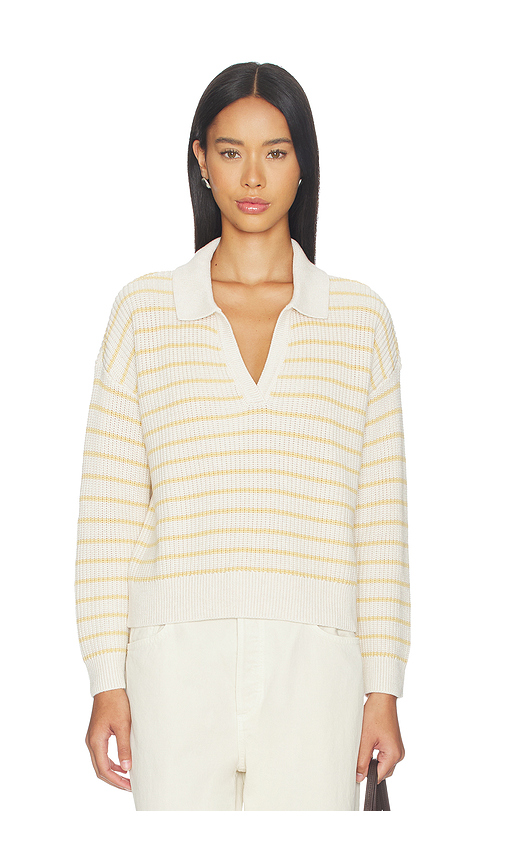 Eberjey Fine Gauge Polo Top in White,Yellow. XS. Also in S, M