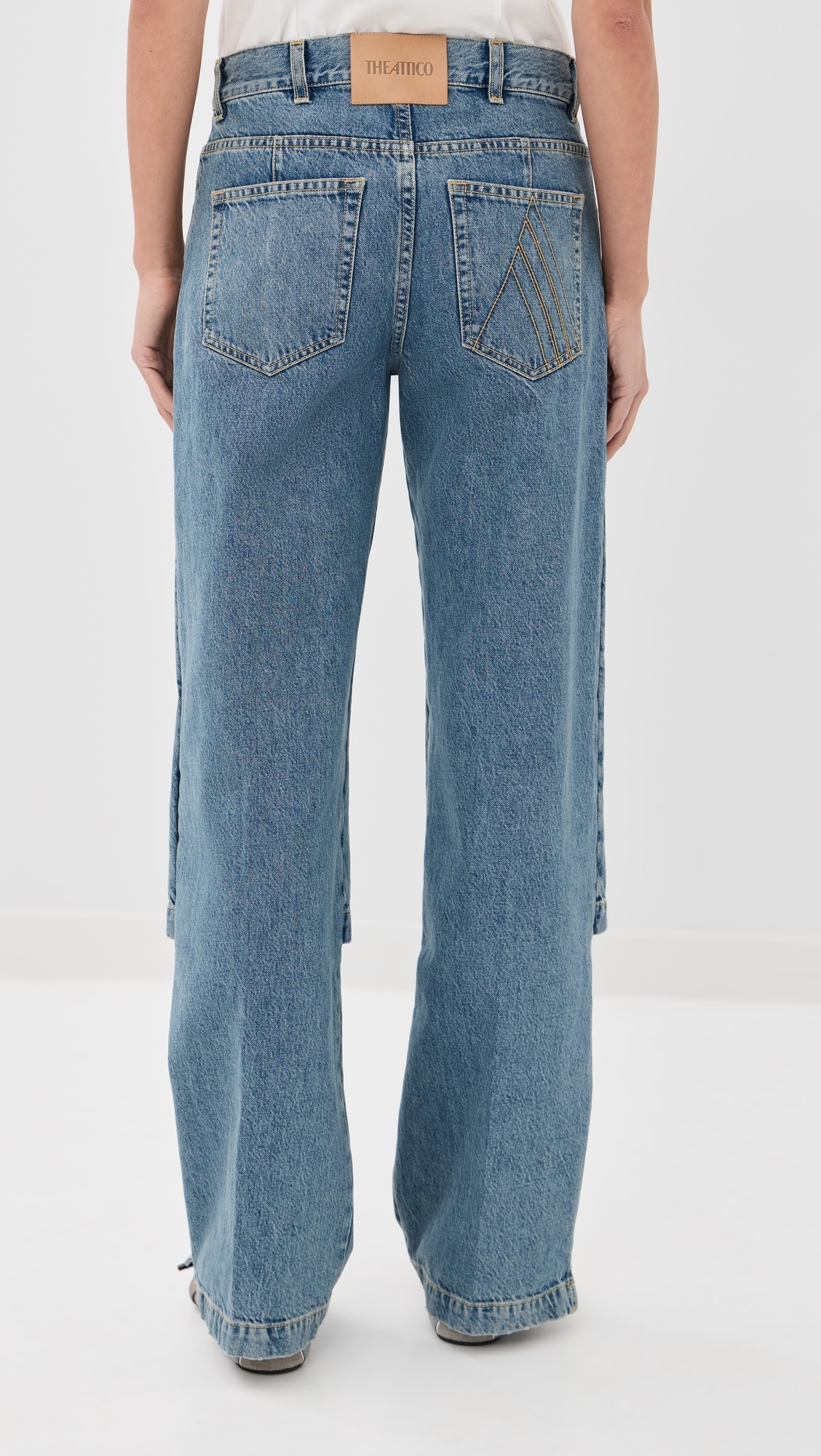 Paneled Wide Leg Jeans Sky Blue