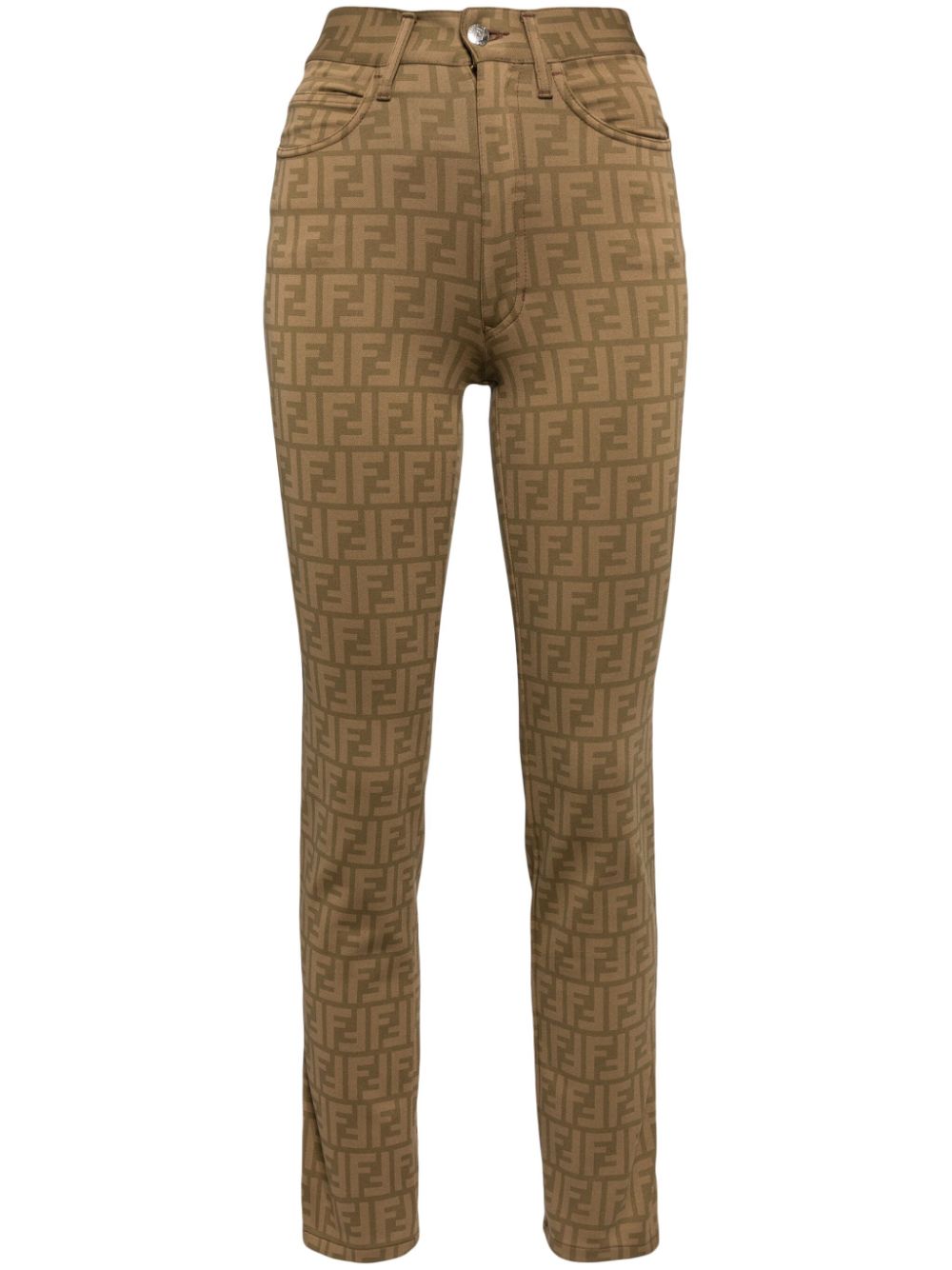 Zucca-print high-rise skinny jeans - Brown