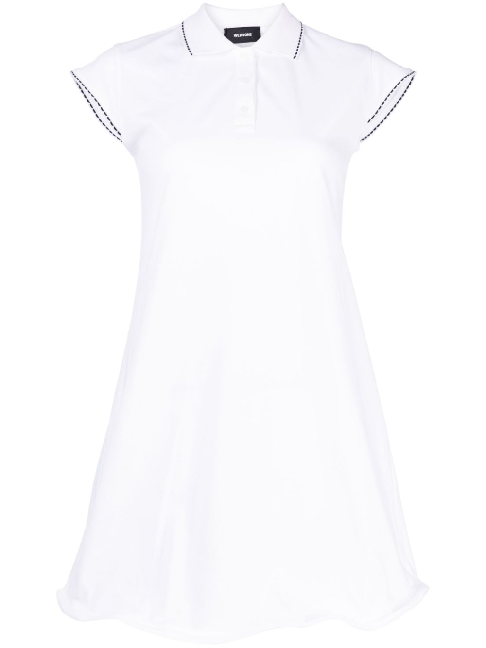 Contrast-stitching shirt dress - White