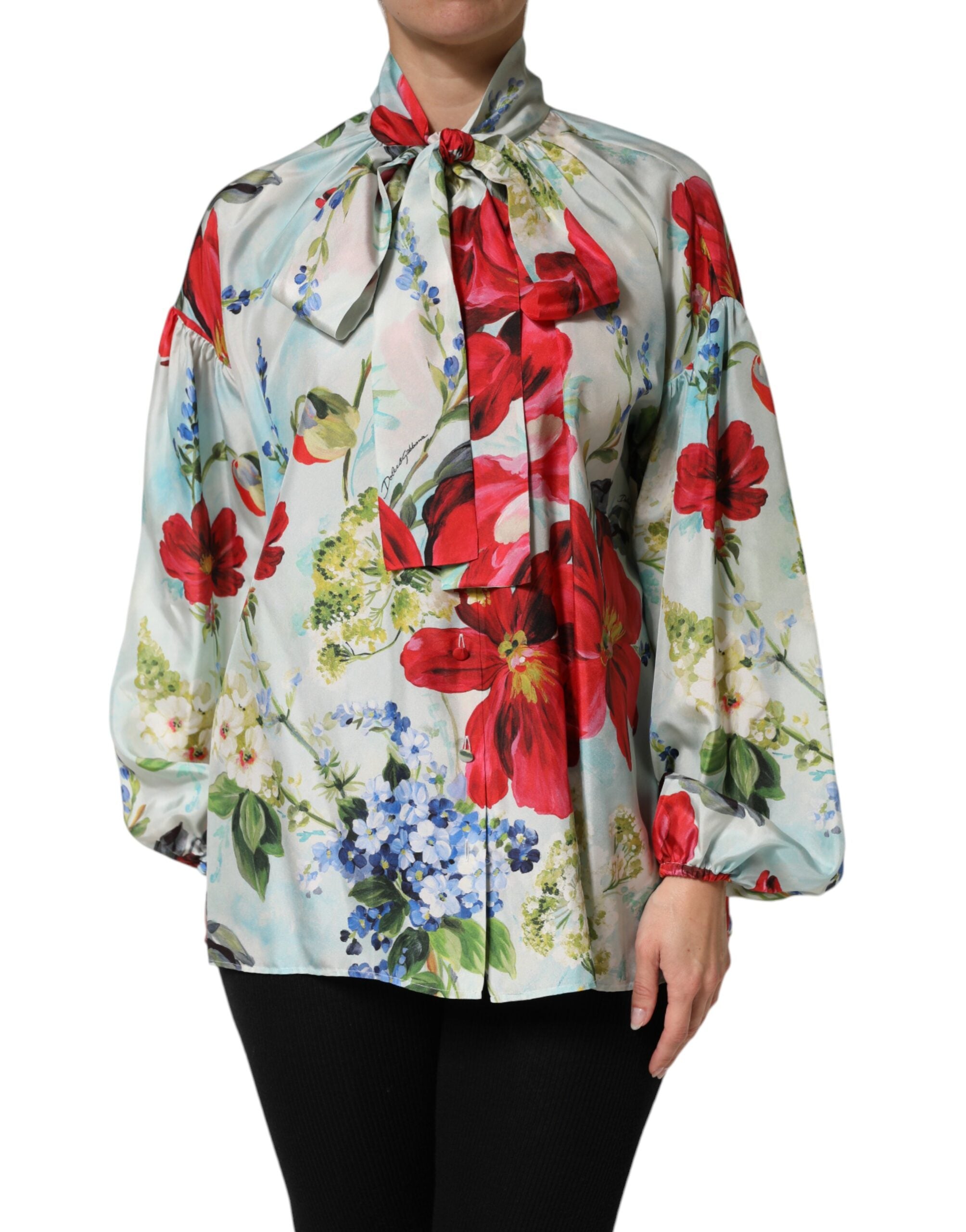Multicolor Floral Silk Blouse — Multicolor