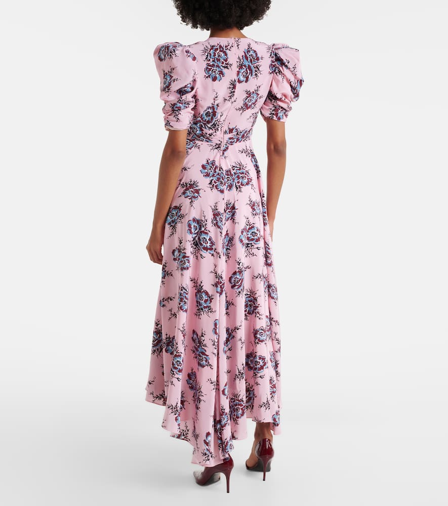 Floral-appliqué silk gown