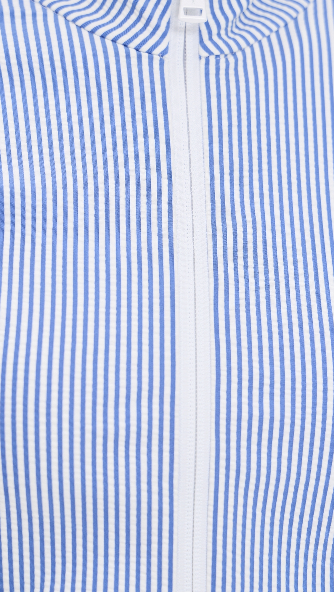 Seersucker Mock Neck Zip Jacket Blue Mist/Ceramic White
