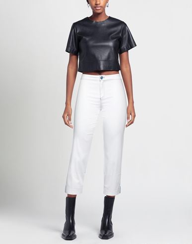 Woman Pants White Size 27 Cotton, Elastane