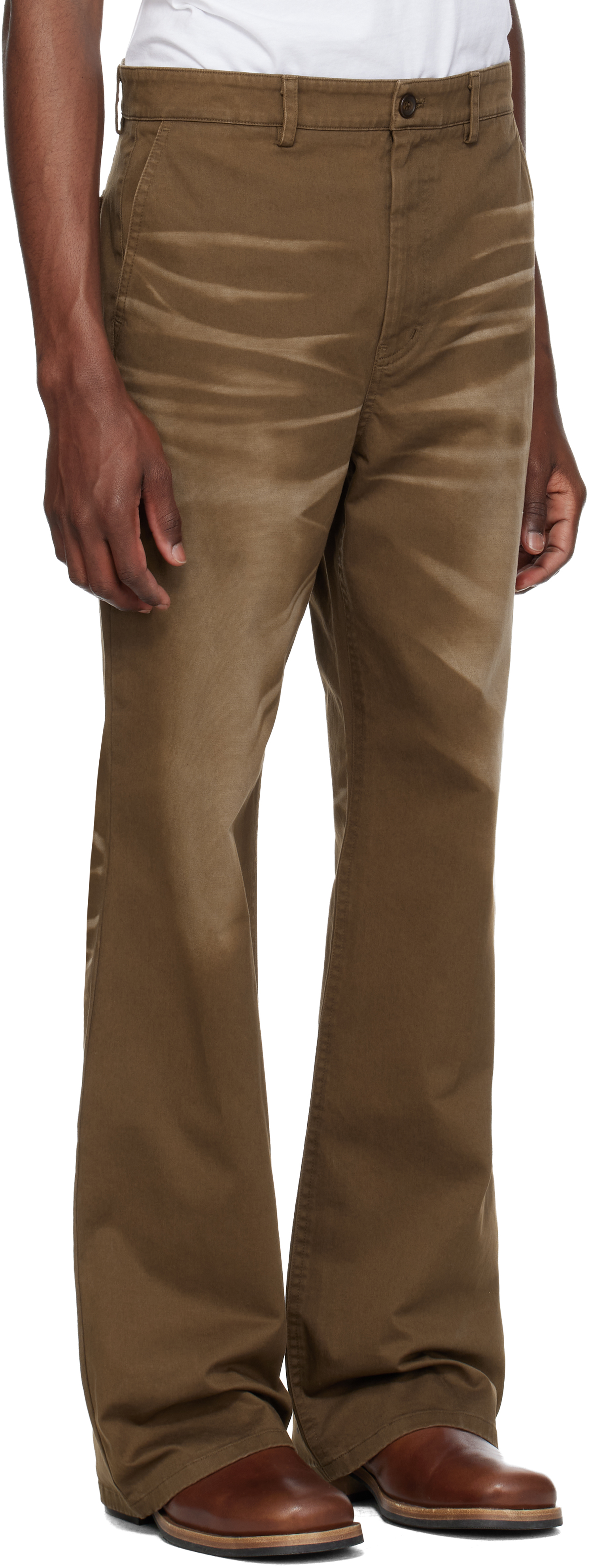 Brown Blues Flare Chino Trousers
