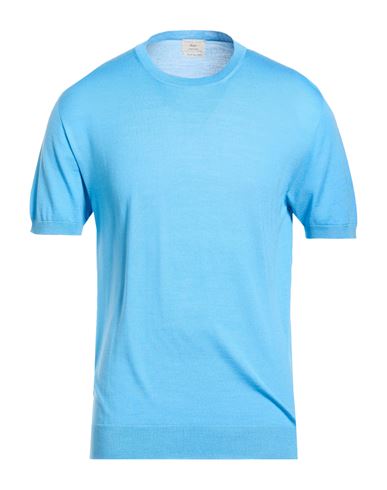 Selezione Man Sweater Azure Size L Merino Wool, Silk