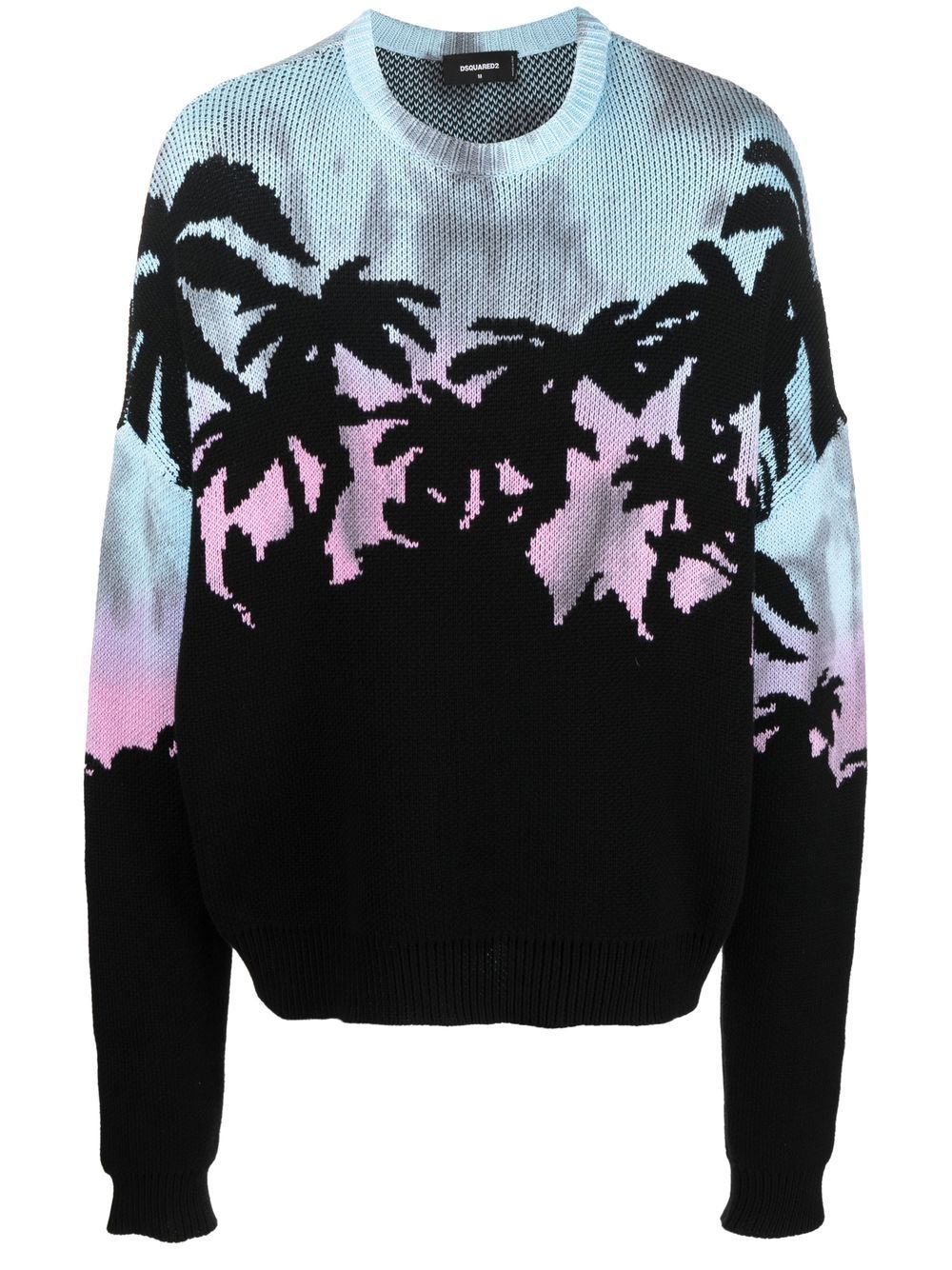 Tropical patterned-jacquard jumper - Black