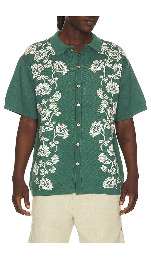 Critical Slide Peace Flower Knit Shirt in Green. - XL/1X also in