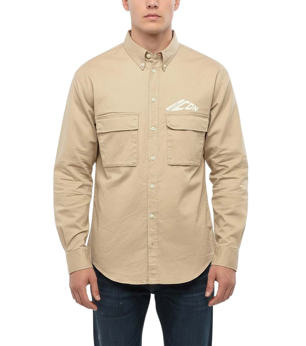 Beige Regular Logo Shirt