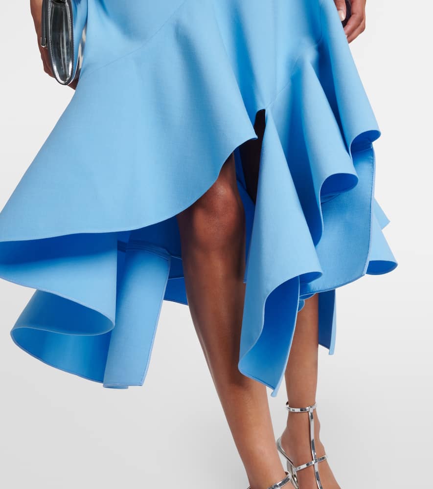Asymmetrical wool-blend midi dress
