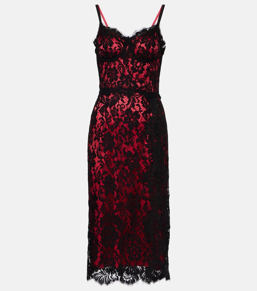 Floral cotton-blend lace slip dress