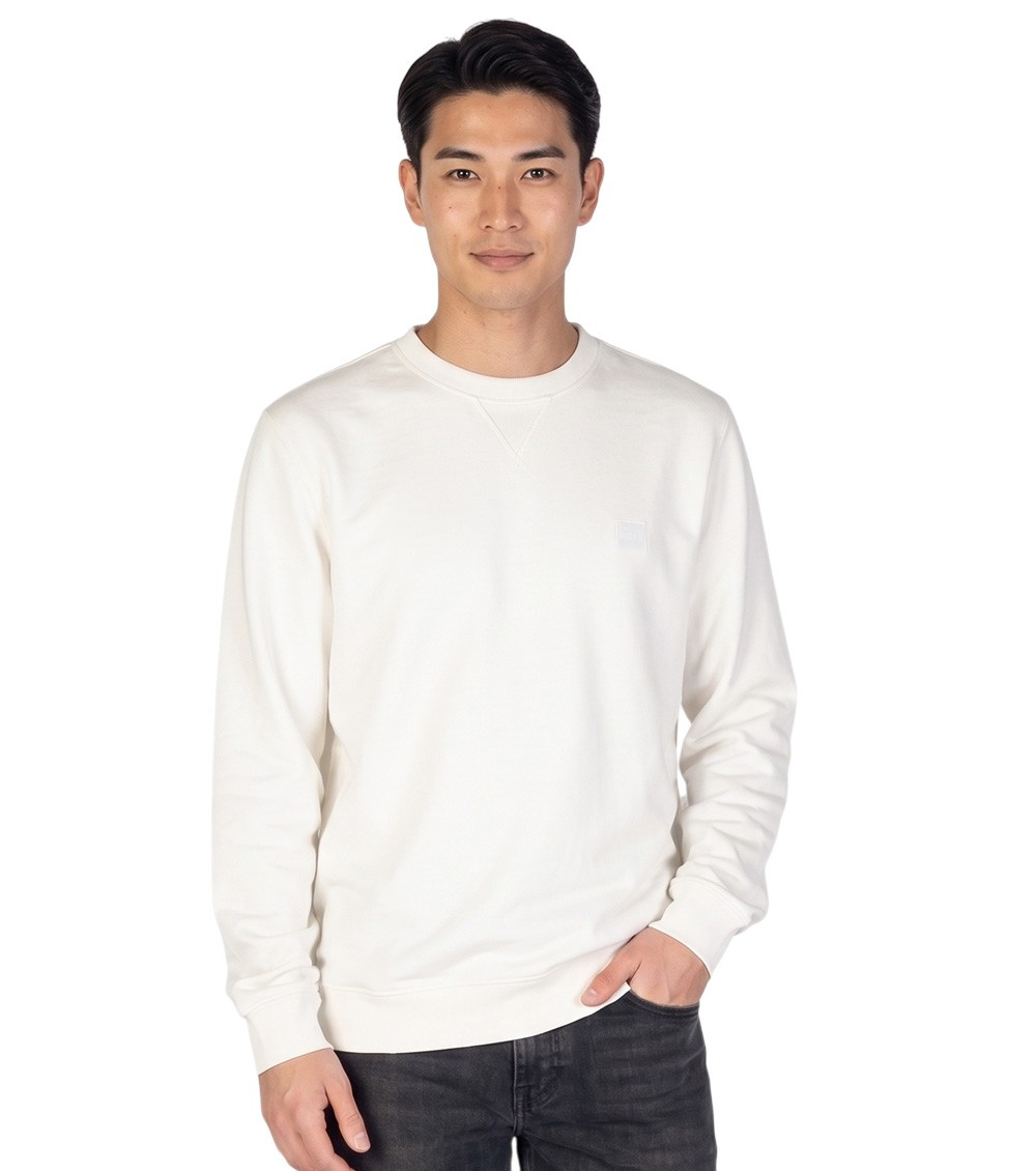 Natural Solid Crew Neck Sweatshirt