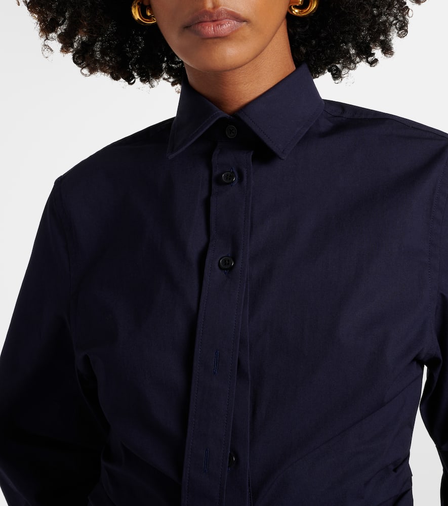 Gathered cotton-blend shirt
