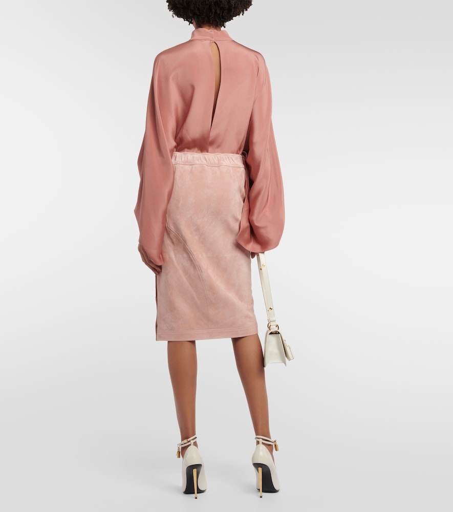 Plonge leather midi skirt