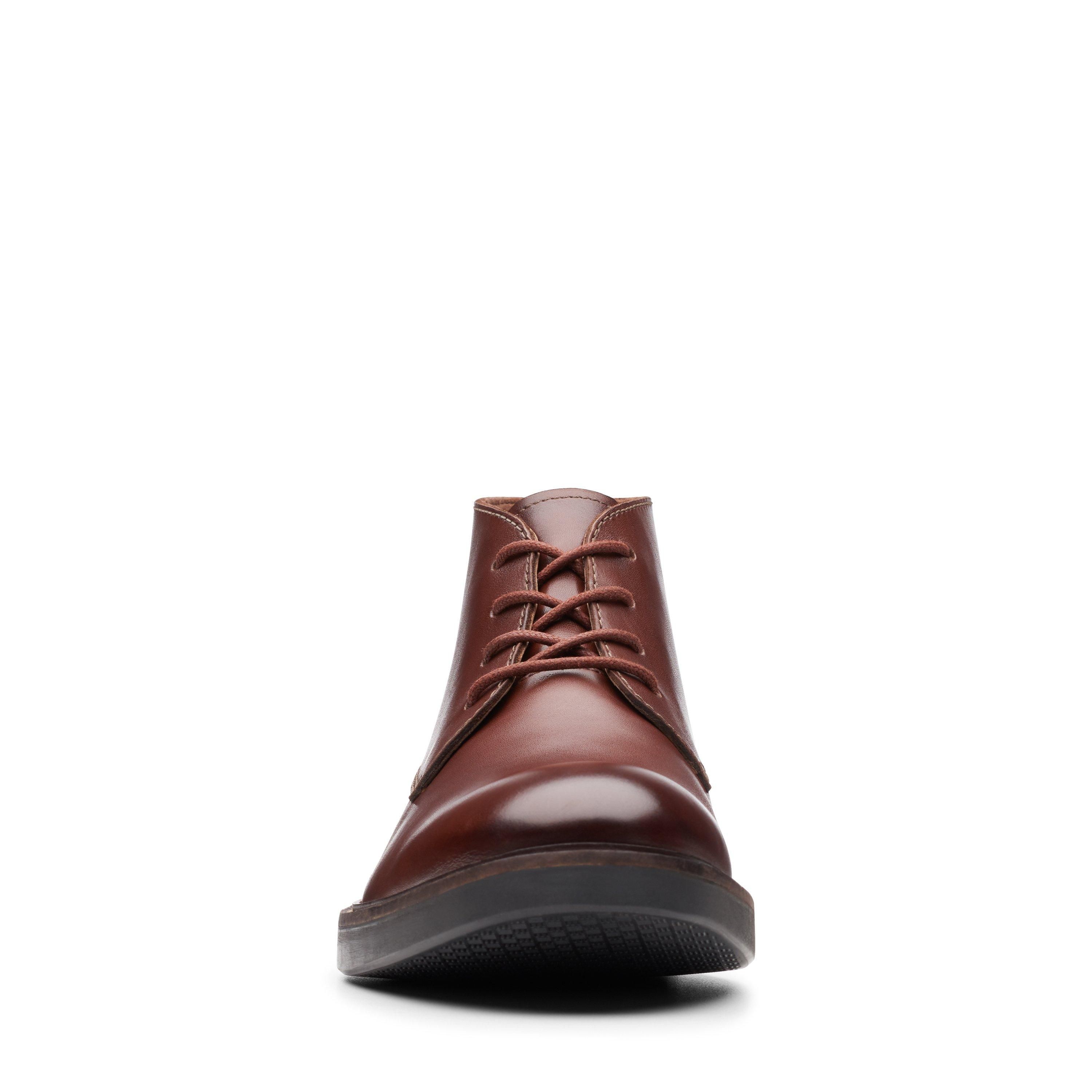 Clarks Paulson Mid Mahogany Leather Ankle Boots,chukka Boots,lace Up In Brown