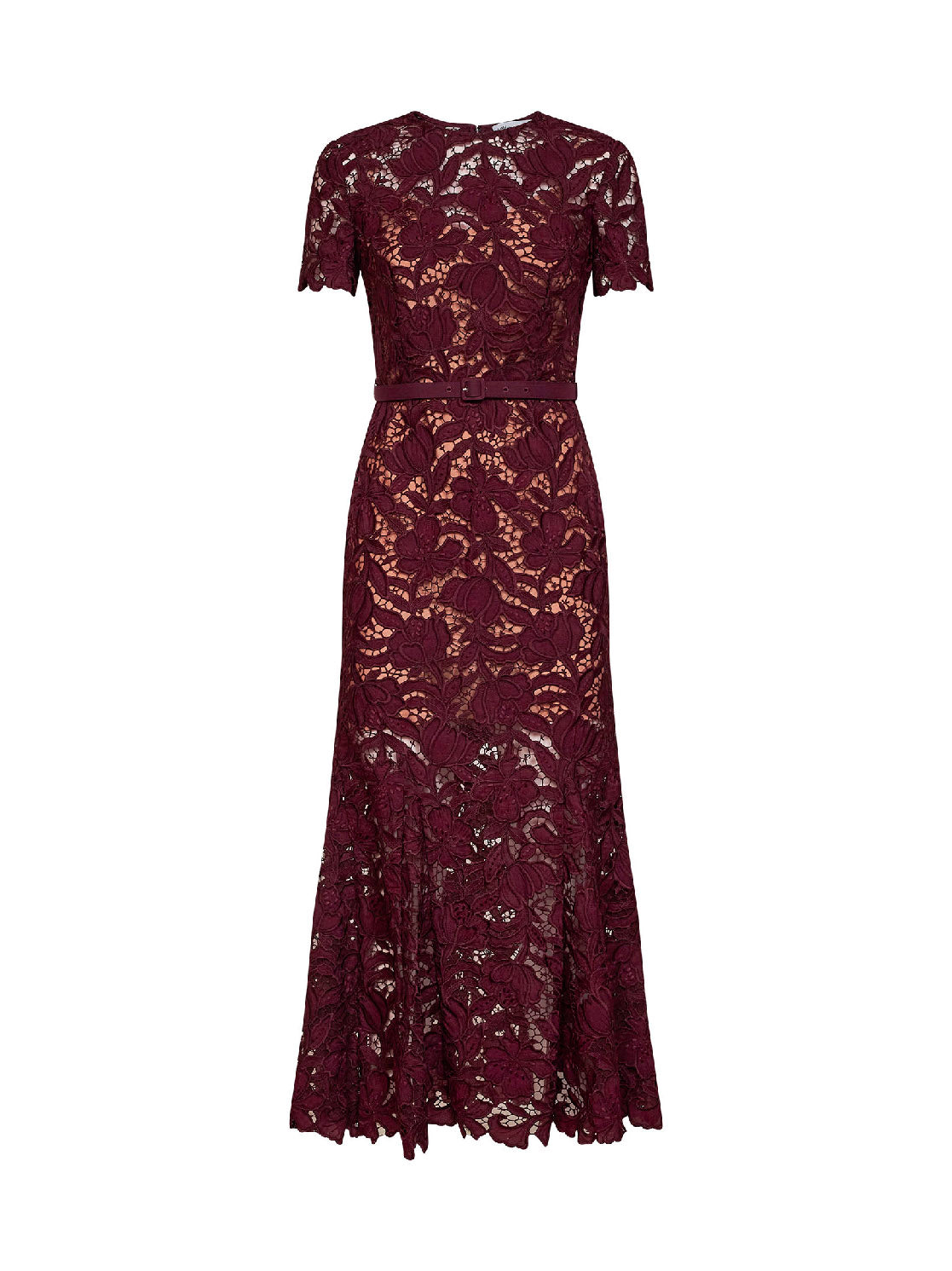 Macramé Lace Midi Dress — Burgundy
