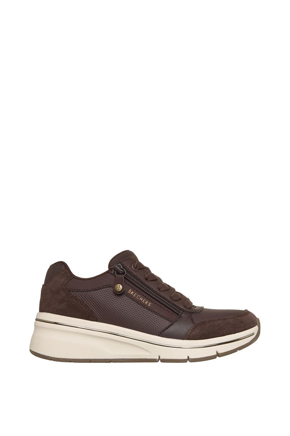 Skechers Billion Flex Luxe Up Trainer In Chocolate