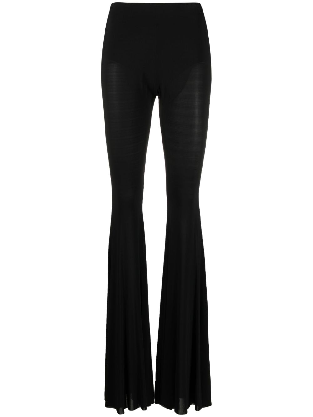 Stretch-jersey flared trousers - Black