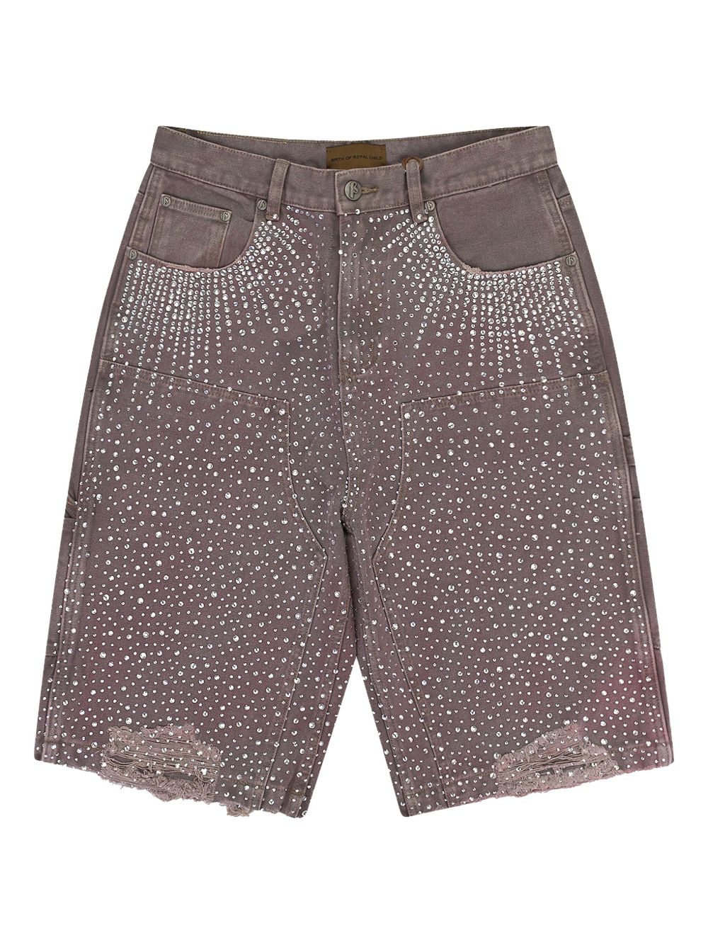 Rhinestone-embellished frayed shorts - Purple