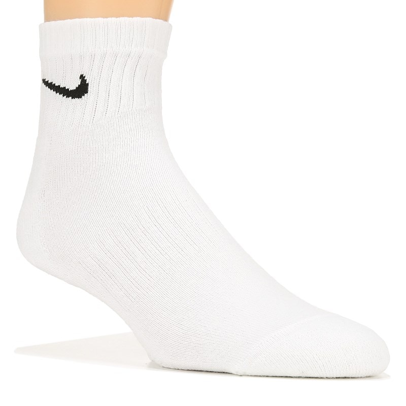 Men's 6 Pack Large Everyday Cushioned Ankle Socks (White/Black)