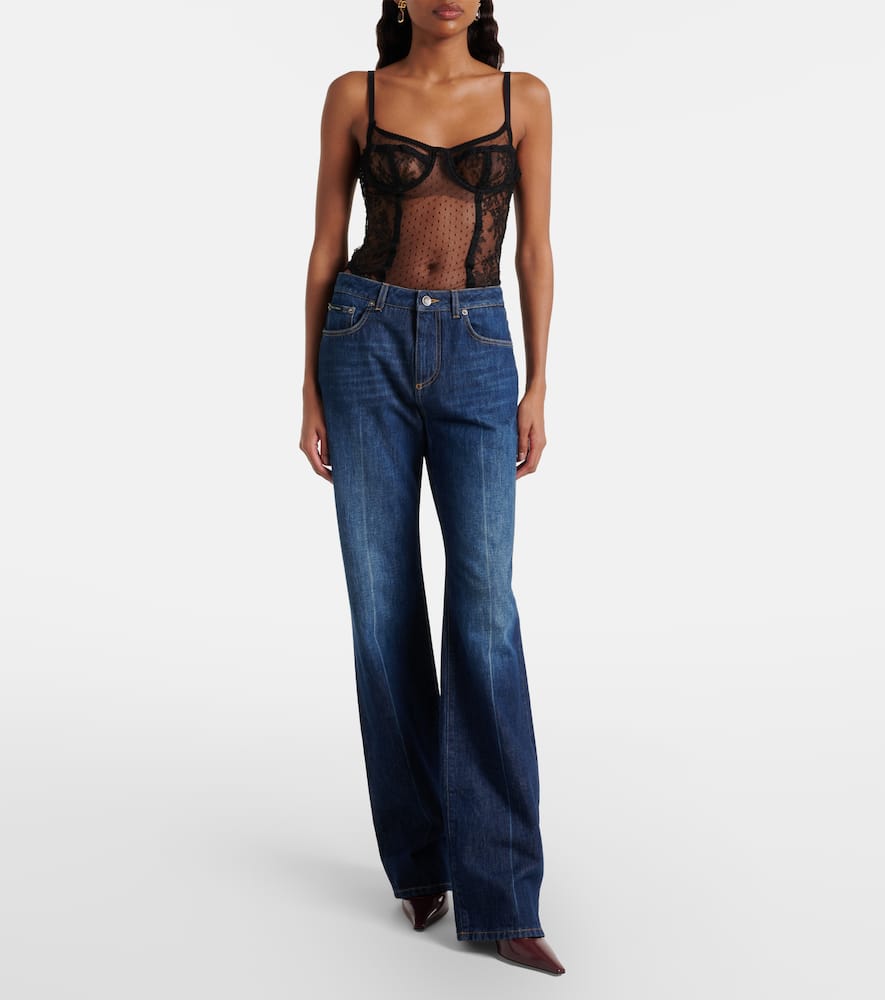 Mid-rise flared jeans