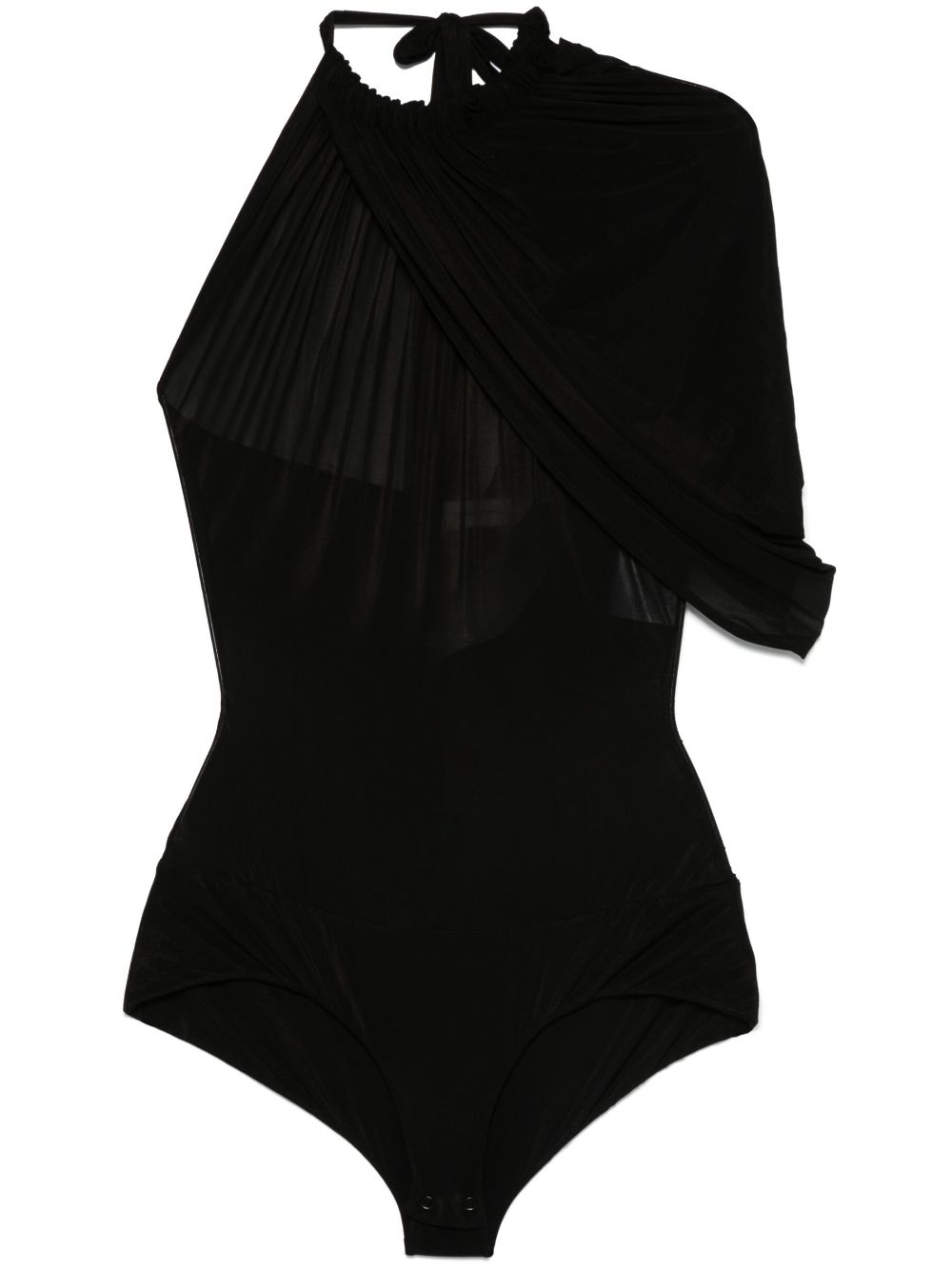 Cape-effect halterneck bodysuit - Black