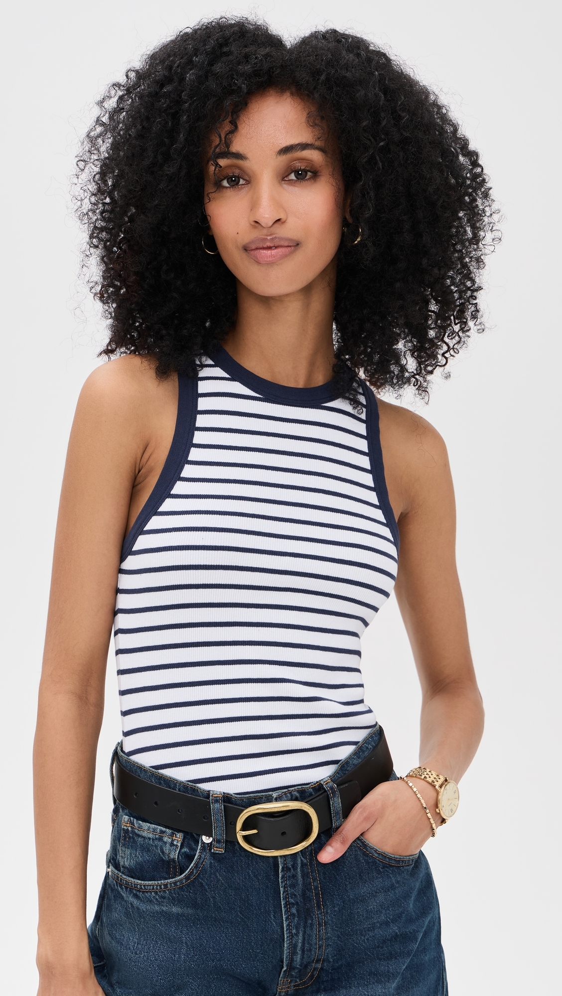 Sold Out NYC The Not So Basic Tank Navy Stripe