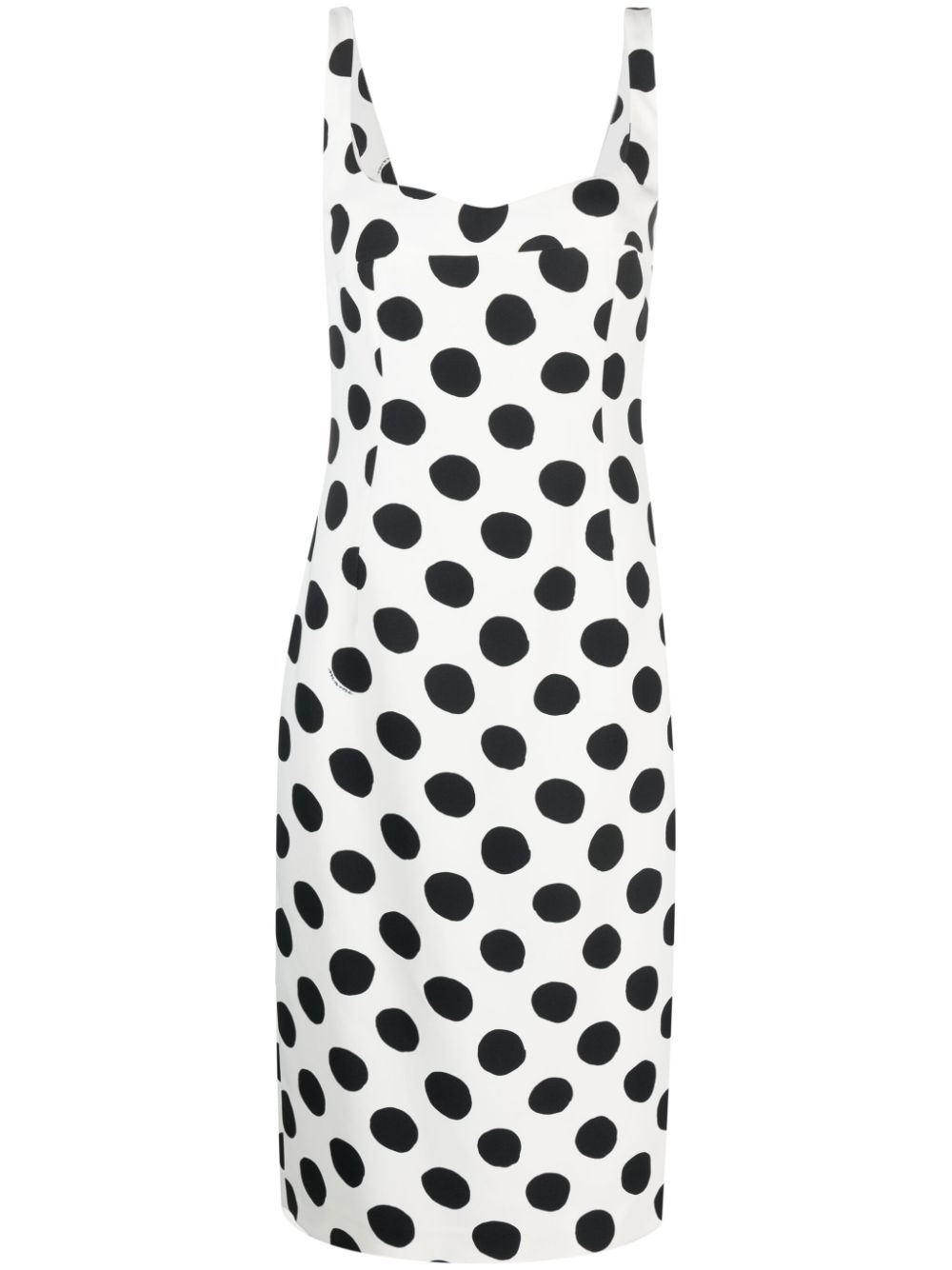 Polka dot-print sleeveless midi dress - White