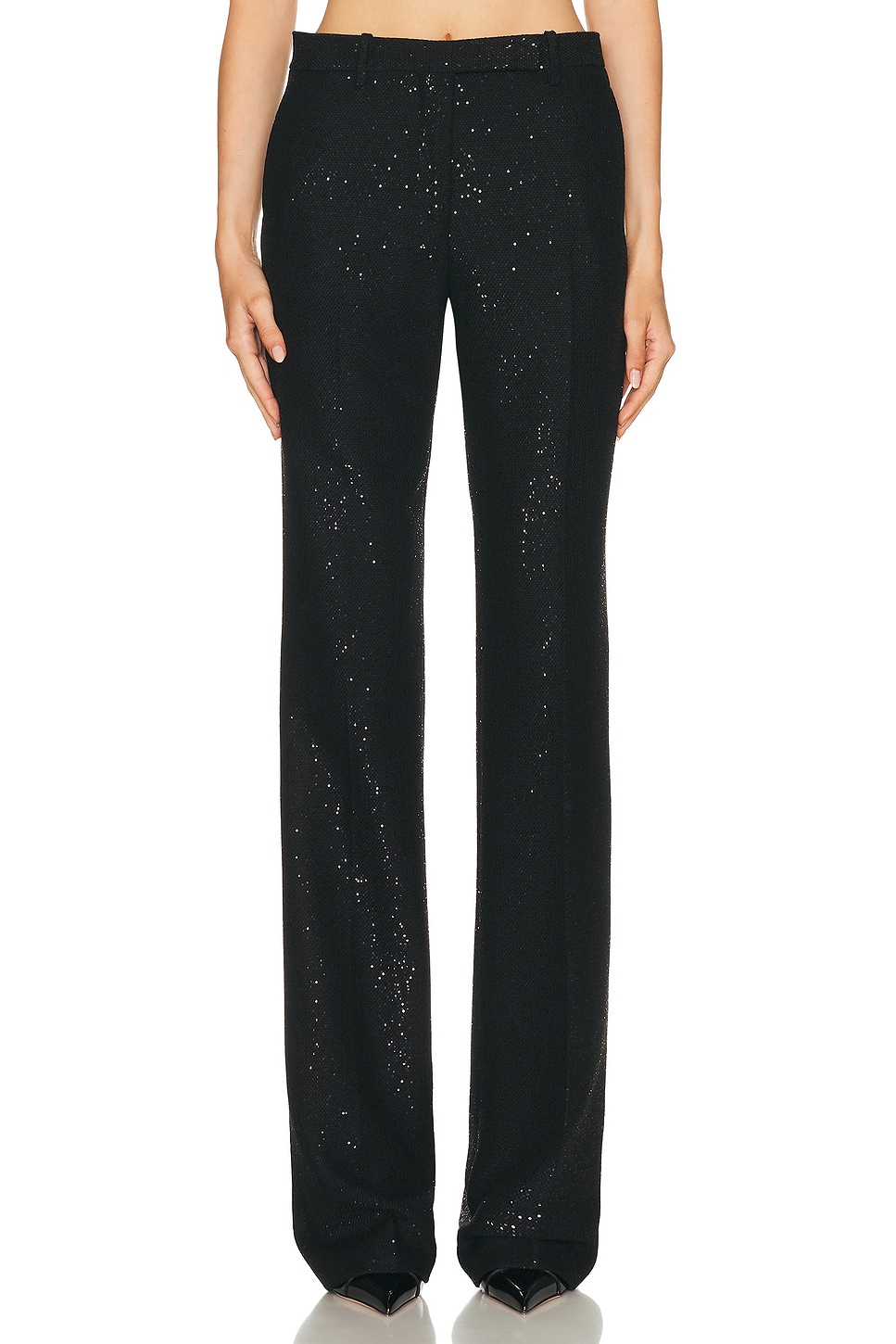 TOM FORD Sequined Tailored Straight Pant in Black - Black. 34 also in