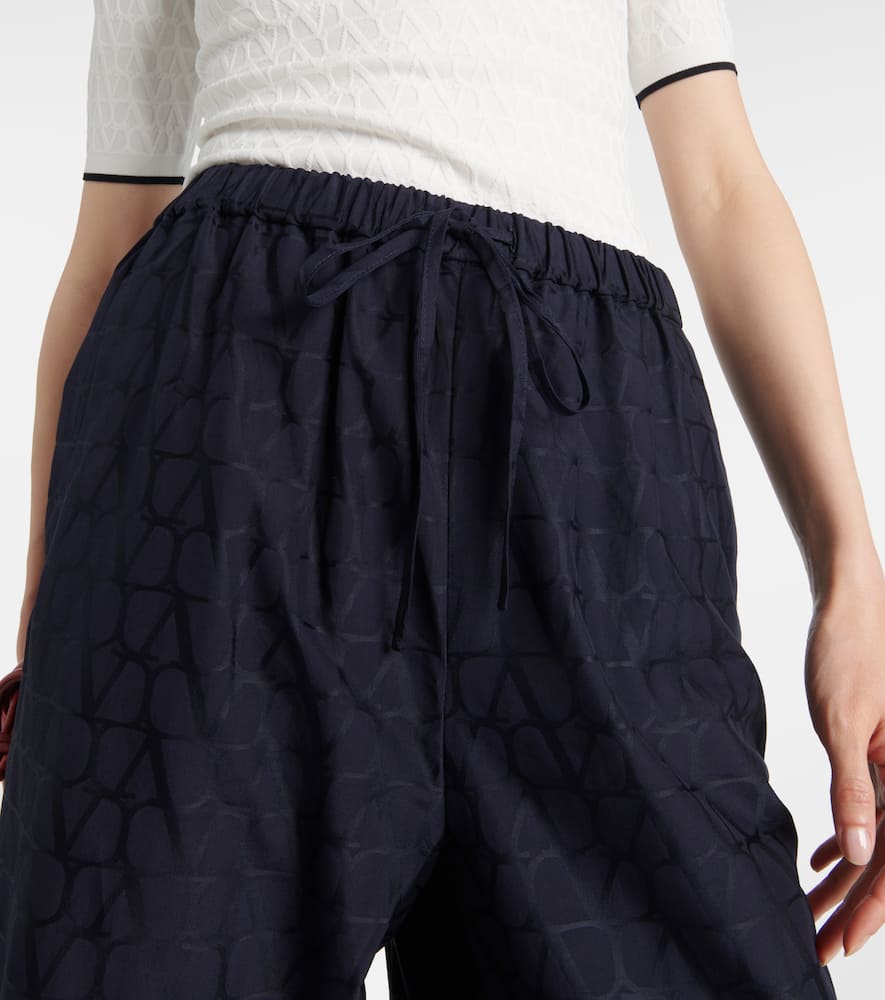 Cotton poplin wide-leg pants