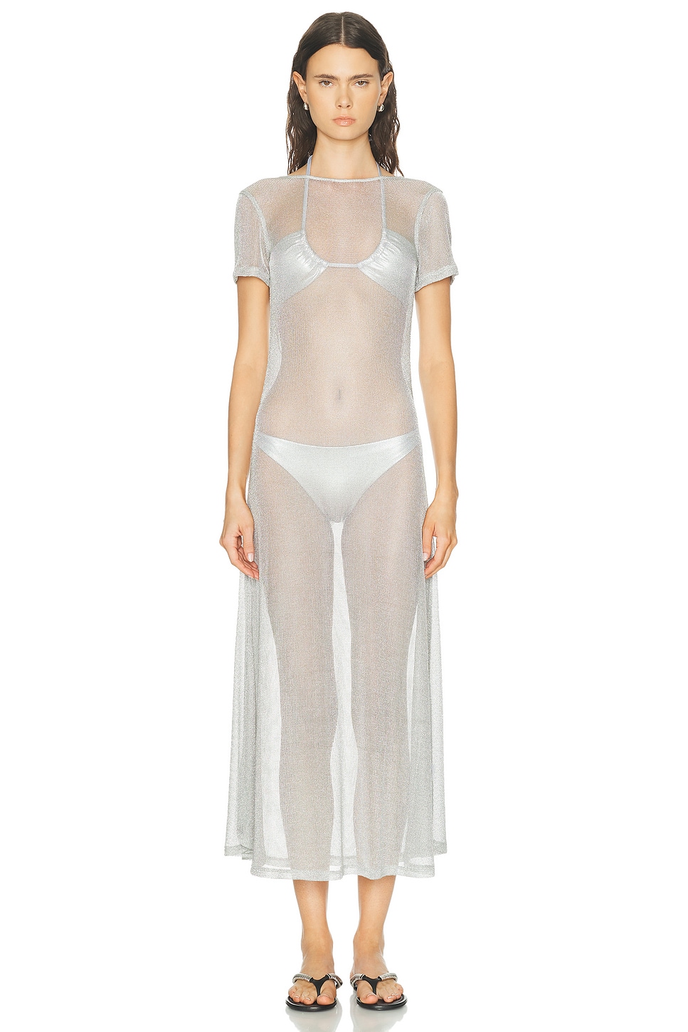 Staud Le Havre Dress in Silver - Metallic Silver. XS also in S