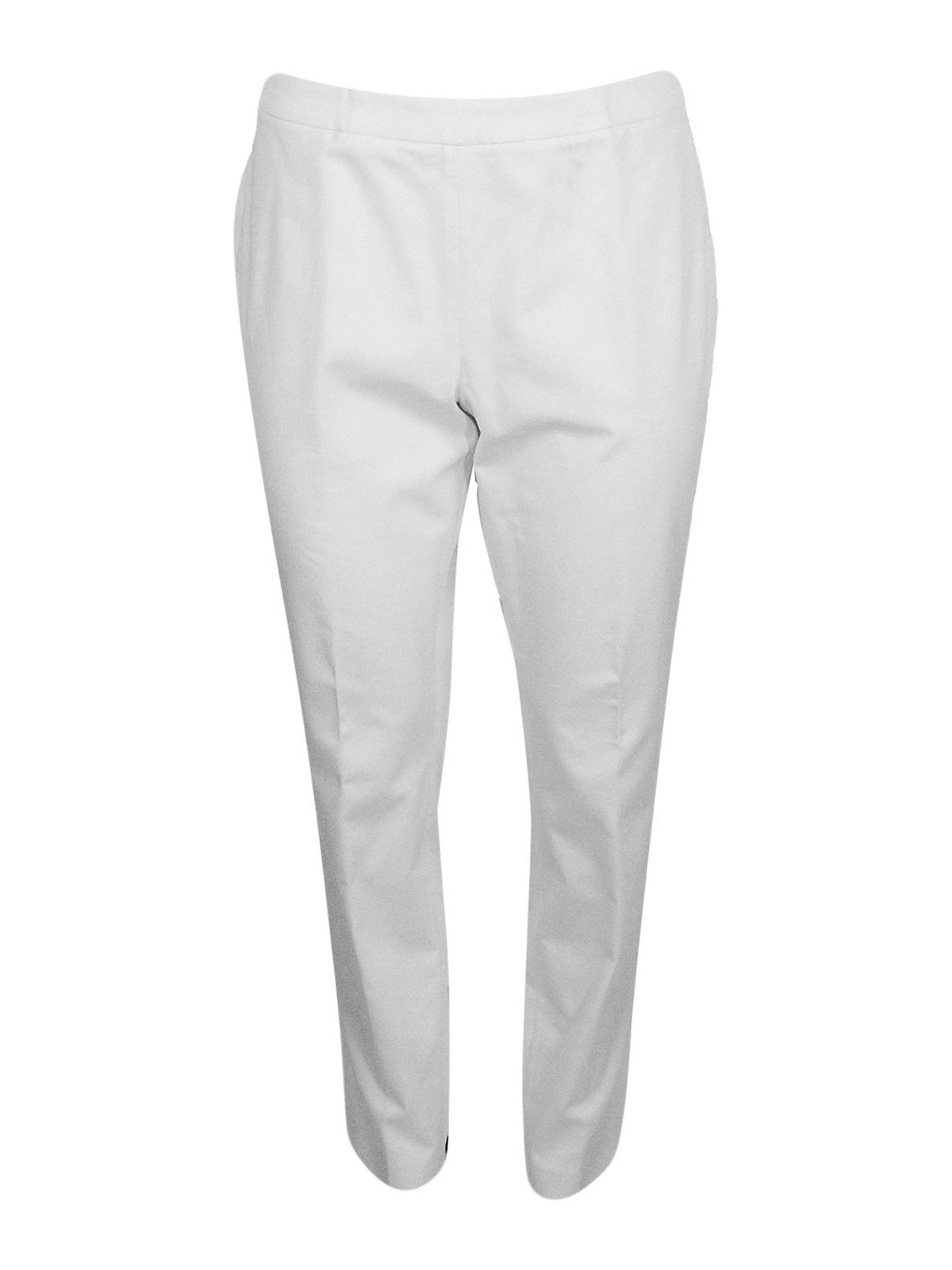 Stretch Cotton Poplin Trousers Are Characterized By A Slim Fit And A Zip Closure On The Side