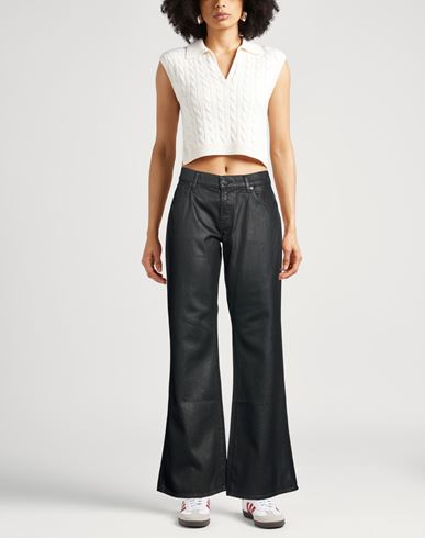 Woman Jeans Black Size 24 Cotton, Elastane