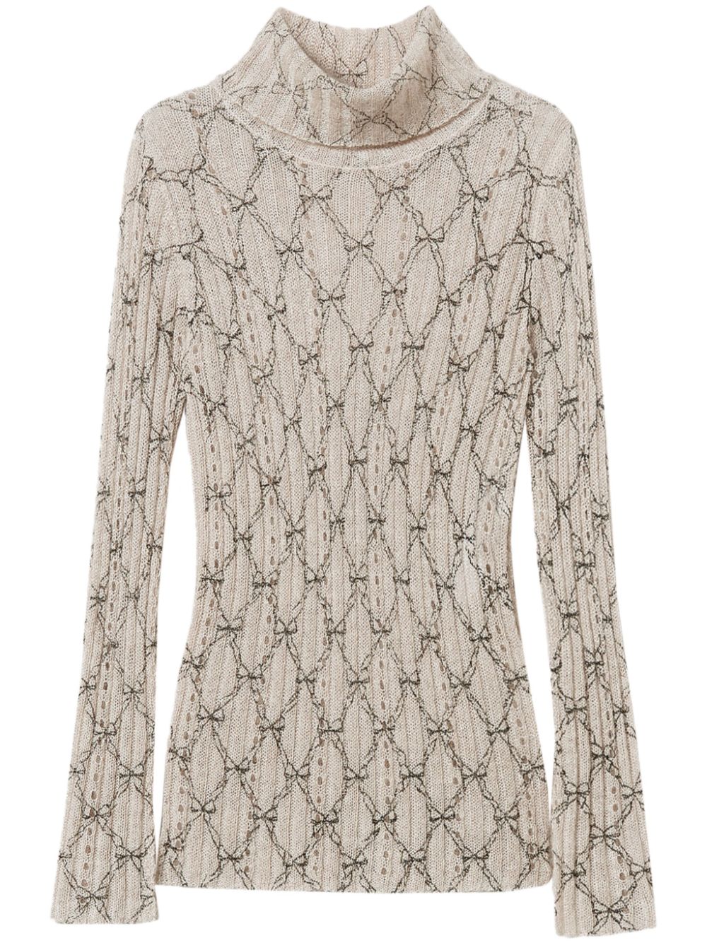 Roll-neck printed sweater - Neutrals