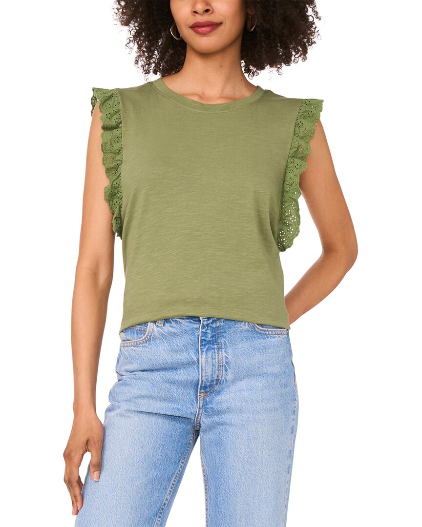 Tank With Eyelet Lace Ruffle Trim