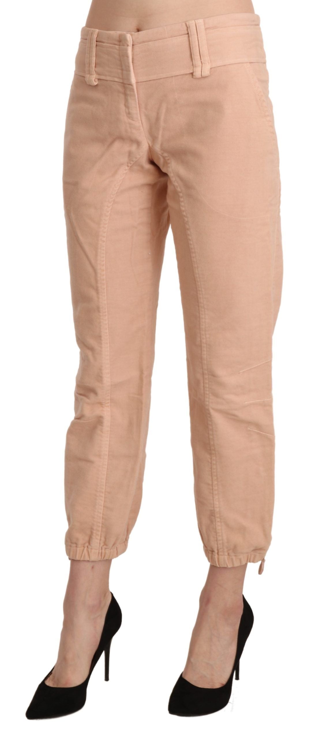 Cropped Cotton Trousers — Beige