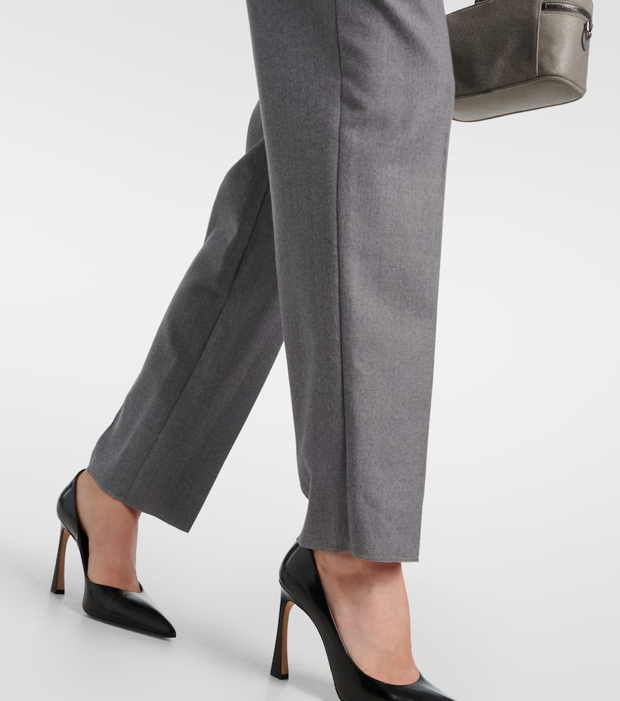 Wool flannel straight pants